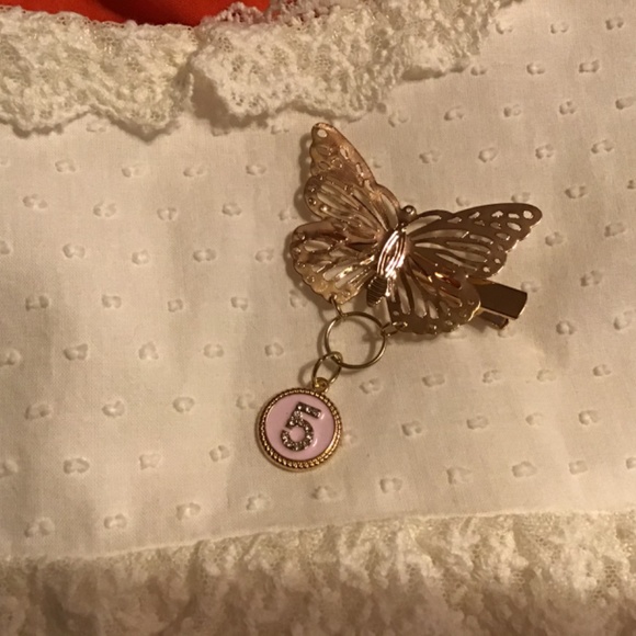 Gold butterfly hair clip with Austrian crystal 5 - Picture 2 of 5